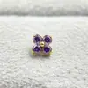 Pendientes de aleación de titanio ASTMF-13 flor de cuatro pétalos de circonita ultra brillante dorados Perforación de labio de circonita con rosca interna de titanio G23