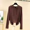 Nueva Camiseta con Capucha de Manga Larga de Modal para Mujer, Primavera y Verano, Talla Grande, Capa Interior Holgada, Top Delgado con Protección Solar, Moderno