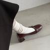 Sapatos Mary Jane com Laço para o Dia a Dia Estilo Literário de Couro Bovino de Primeira Camada Salto Grosso Salto Médio Bico Redondo Sapatos de Couro Genuíno para Mulheres Outono 2025