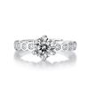 Anel Colmeia Seis Garras Feminino Anel de Moissanita Anel de Diamante 1 quilate Diamante Sintético Banhado a Platina Aberto