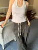 Estilo Chic Coreano Sexy de Cuello Halter Sin Mangas Tejido Camiseta sin Mangas Ajustada Ropa Interior Camisola Pequeña Nueva Moda para Mujer