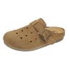 Sapatos Birkenstock de Sola Grossa Chinelos Baotou Metade Chinelos Sapatos Femininos Roupa Exterior 2025 Novo Outono & Inverno Chinelos Retrô de Buraco na Parede para Mulheres