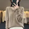 Listo para Usar de Primera Línea 100 Lana Tejido de Punto para Mujer Cuello en V Otoño e Invierno Nuevo Color Puro Holgado Versátil Lana Holgado Camiseta Básica