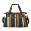 Bolsa de Viagem Curta Nova Listrada Atacado para Mulheres, Bolsa de Mão de Lona Grossa Estilo Japonês, Bolsa de Ombro Transversal de Grande Capacidade