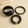 Pulsera Bangle Ovalada Cuadrada de Abalorios Acrílicos Retro Europea y Americana de Tres Piezas Joyería de Mano Exagerada con Personalidad Transfronteriza para Mujeres