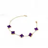 Pulsera Popular Transfronteriza de Trébol de Cuatro Hojas de la Suerte Oro de 18K Nácar de Doble Cara Estilo Europeo y Americano de Moda Nuevo Estilo Versátil