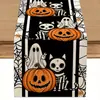 Toalha de mesa de Halloween transfronteiriça com estampa de caveira e morcego, banner de toalha de mesa para decoração de festa de feriado para sala de jantar interna