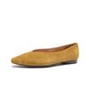 Sapatos de Boca Baixa Femininos 2025 Verão Novo Couro Genuíno Verde Arroz Couro Macio Elegantes de Bico Fino Fada Sapatilhas Francesas para Mulheres