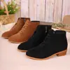 Botas Martin Femininas 2026 Inverno Novo Estilo Botas Curtas de Camurça Caimento Justo Cadarço Zíper Botas Femininas