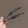 Exquisita Horquilla Coreana para Mujer, Pinza para el Cabello con Forma de Hoja de Aspecto de Alta Gama, Pinza Lateral de Pedrería, Accesorio para el Cabello, Elegante Pinza para Flequillo, Pinza Doble