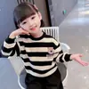 Sudadera de Moda para Niña de Otoño de Manga Larga a Rayas de Dibujos Animados Linda Suelta para Niños