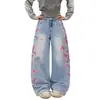 Diseño Nuevo Sentido Europeo y Americano Estampado Floral Cuchillo Curvo Negro Jeans de Calle Alta Amazon Xiyin TK AliExpress