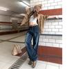 Serie Cálida de Forro Polar Invierno 2025 Estilo Coreano Divertido Versátil Otoño e Invierno Jeans de Pierna Ancha Rectos Longitud Extendida y Regular
