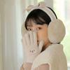 Guantes gruesos con forro polar cálido con cara sonriente de Corea del Sur para mujer, guantes de invierno con pantalla táctil para estudiantes, bordados con dibujos animados