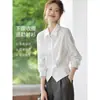 Elegante blusa feminina estilo francês 2026 camisa de outono para o trabalho com cintura afunilada