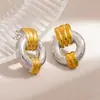 Pendientes de Acero Inoxidable Transfronterizos, Pendientes de Aro Geométricos Estilo Metal, Pendientes de Moda y Gama Alta con Combinación de Colores Dorado y Plateado