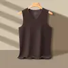 Camiseta Regata Térmica Masculina Sem Costura com Lã Alemã, Camada Base Engrossada Slim Fit, Roupa Íntima Elástica Geradora de Calor para Outono e Inverno, Regata