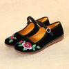 Sapatos de Tecido Velho de Pequim para Mulheres, Novo Estilo Transfronteiriço, Sapatos Bordados para Mães, Estilo Tradicional Chinês, Sapatos de Tecido Pretos de Solado Plano para Etiqueta de Trabalho