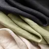 Vestido Midi Japonés Casual Literario Ligero de Lino Puro Holgado Forma de Capullo Oculta Defectos Adelgazante Cintura Alta Manga Corta Dobladillo Ancho
