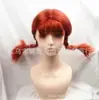 Nova Peruca Cosplay Engraçada Laranja Curta com Franja Completa e Duas Tranças Curtas para Natal Halloween Anime