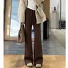 Pantalones de Tela Arroz Gris Oscuro Corte Delgado para Mujer, Novedad Primavera y Otoño, Cintura Alta, Caída Elegante, Adelgazantes, Pantalones de Yoga Deportivos, Micro Campana Casual