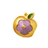 Estilo Antiguo Pez Koi Flor Morada Color Manzana Conservación del Color Cuenta Redonda Espaciadora Cuenta con Agujero Accesorio Estilo Chino Pulsera DIY Collar Colgante
