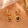 Pendientes de Ojo de Tigre Maillard Otoño e Invierno Diseño de Nicho Pendientes de Turquesa Retro a la Moda Pendientes Elegantes Versátiles para Mujer