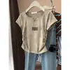 Camiseta Blanca de Algodón de Manga Corta para Mujer, Diseño de Verano, Estilo de Nicho, Ceñida a la Cintura, Adelgazante, Rejuvenecedora, Top Básico Versátil