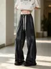 Pantalones largos de seda helada para hombre, marca de moda tie-dye estilo americano, pantalones largos deportivos casuales transpirables de verano, pantalones de pierna ancha versátiles y elegantes