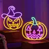Luces de neón LED de Halloween, iluminación ambiental para escenas de bar, decoraciones con forma de calabaza, luces decorativas creativas con temática de fantasmas