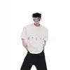 Camiseta de Manga Corta con Estructura Metálica Cleanfit Estilo Americano para Hombre, Nueva Tendencia de Verano Marca de Nicho Ajuste Holgado Top de Manga Tres Cuartos