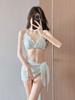 Popular Traje de Baño Japonés y Coreano para Mujer 2025 Blanco Lindo Sexy Bikini de Cintura Baja de Tres Puntos para Playa Vacaciones