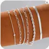 Pulseira transfronteiriça europeia e americana popular na Amazon, conjunto de pulseiras da moda com cinco peças, pulseira de corrente de metal personalizada para atacado