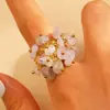 Anillo Exagerado con Borla de Perlas Estilo Bohemio Retro Transfronterizo Europeo y Americano Joyería de Mano Personalizada de Acero Inoxidable con Turquesa para Mujer