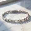 Producto Estrella Transfronterizo Más Vendido en Amazon de Europa y América Pulsera para Mujer de Plata de Ley S925 con Moissanita Irregular Geométrica Color D