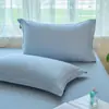 Fundas de almohada 100% algodón 48x74cm, juego de dos, para uso doméstico, algodón puro para adultos, color liso, funda interior individual para una persona