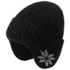Gorro de Punto Cálido Forrado de Lana para Hombre con Ala Ancha para Deportes al Aire Libre Engrosado Protección para los Oídos para Esquí Ciclismo Gorro de Lana a Prueba de Frío