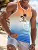 Camiseta sin mangas casual de verano para hombre con estampado 3D, estilo hawaiano, moda, cuello redondo, chaleco de playa para hombre