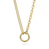 Conjunto de joias minimalista em aço titânio com círculos, corrente para clavícula de aço inoxidável com círculos assimétricos, pulseira, brincos