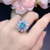 Anel de Topázio Paraíba Natural de Luxo Leve Moda Anel Cor Tesouro Anel Aberto Simples Diário