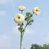 Flores de ranúnculo artificiales de un solo tallo, tres ramas, esponjosas y elegantes para decoración del hogar, fotografía de bodas y textiles suaves.