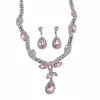 Aretes y collar de gota de agua con circonita y diamantes, cadena de clavícula de lujo ligero de nicho de alta gama, conjunto de joyería exquisito elegante y dulce