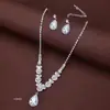 Conjunto de Colar e Brincos Minimalista Super Brilhante para Noivas, Acessórios de Casamento de Luxo Leve de Alta Qualidade, Joias Lindas para Vestidos de Banquete e Aniversário