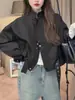 Chaqueta corta de moda estilo coreano con cuello alto para mujer, nueva colección otoño 2026, holgada y casual, top que rejuvenece para figuras petite