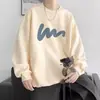 Sudadera de hombre de moda para otoño, estilo Hong Kong, top sencillo con estampado y cuello redondo, camiseta holgada de moda, prenda exterior casual versátil