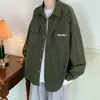 Outono rua principal veludo cotelê ins camisa masculina manga longa tendência jaqueta camisa de trabalho plus size bordada americana corte solto