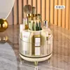 Caja organizadora giratoria para maquillaje, portalápices, caja de almacenamiento de escritorio, cubo de almacenamiento para labiales y brochas de maquillaje