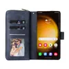 Funda de Cuero para Teléfono con Nueve Cremalleras, Modelo S26Ultra, S25Edge/S24 Plus, con Ranura para Tarjetas
