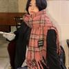 Bufanda de mujer para otoño e invierno con estampado de espiga, cálida y gruesa, de punto, para parejas, chal de mohair a cuadros estilo coreano, combinable con todo.