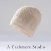 Gorro de Cachemira Tejido Hueco para Otoño e Invierno para Mujer, Gorro Holgado Hueco, Ligero y Adelgazante, Gorro de Moda para el Frío